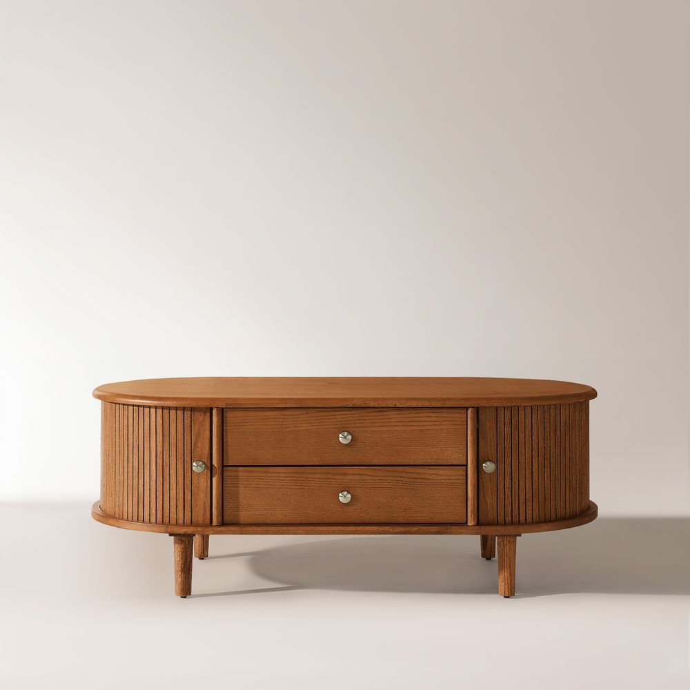 Modern Oval Solid Wood Coffee Table