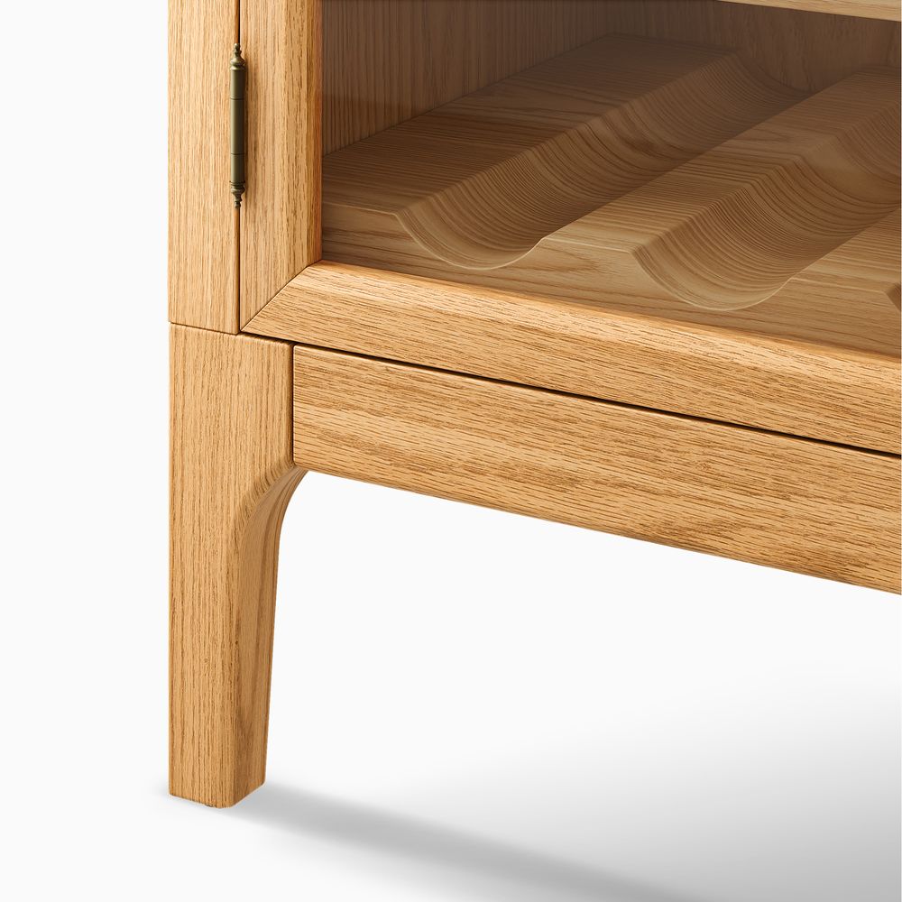 36" Black Bar Cabinet with Solid Oak Legs