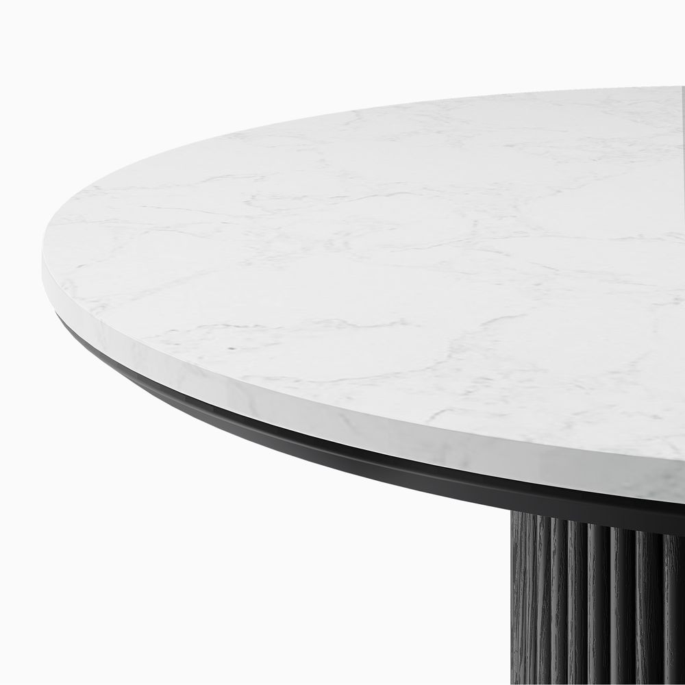 31 Inch Dining Table with White Marble Tabletop
