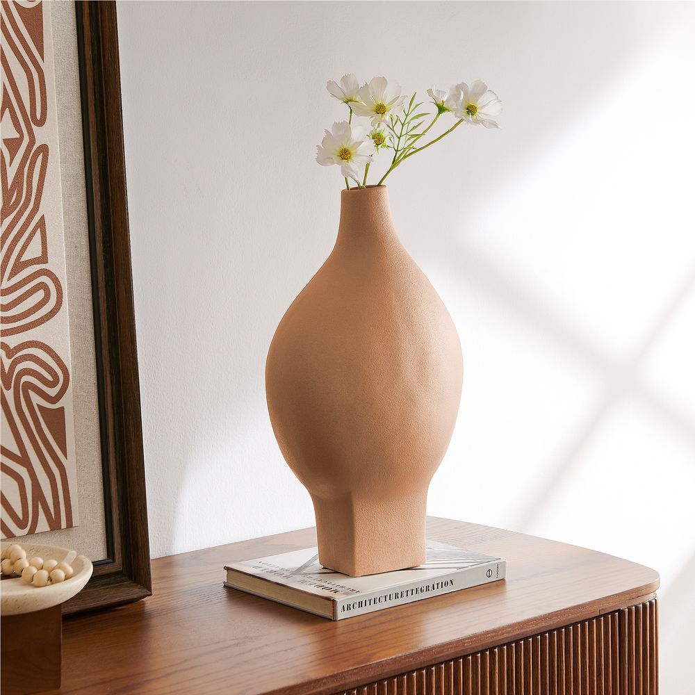18.5 inch high ceramic vases warm beige