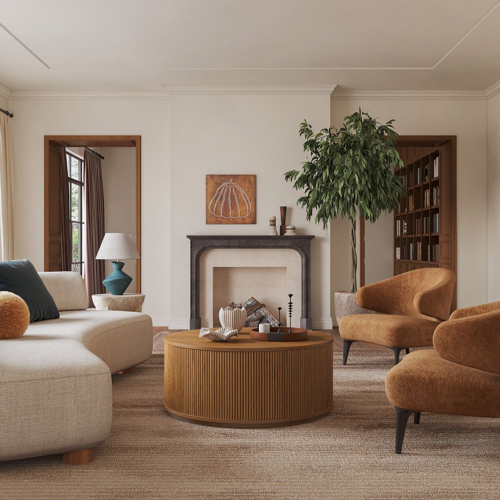 Round Oak Coffee Table for living room