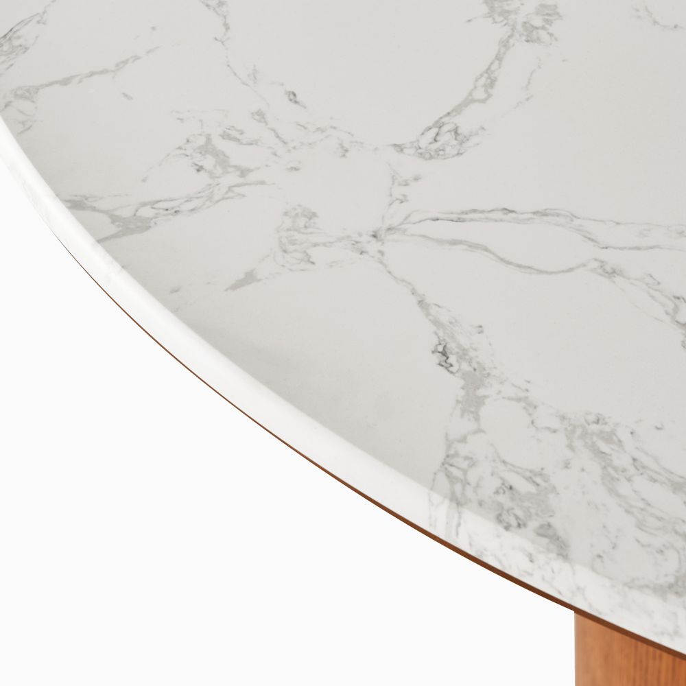 Brown Resin Dining Table with Engineered Stone tabletop