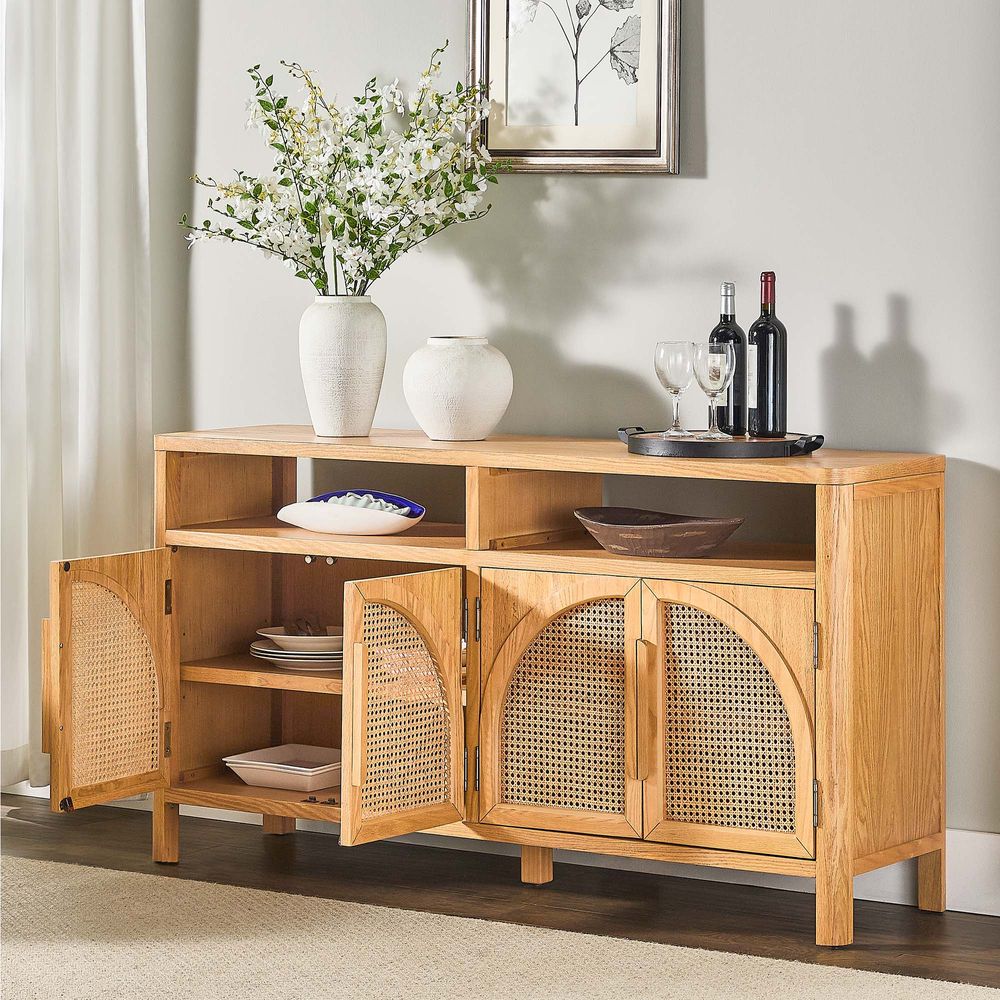 rattan sideboard with adjustable shelves