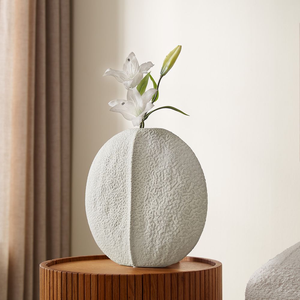 moon stone textured ceramic vase