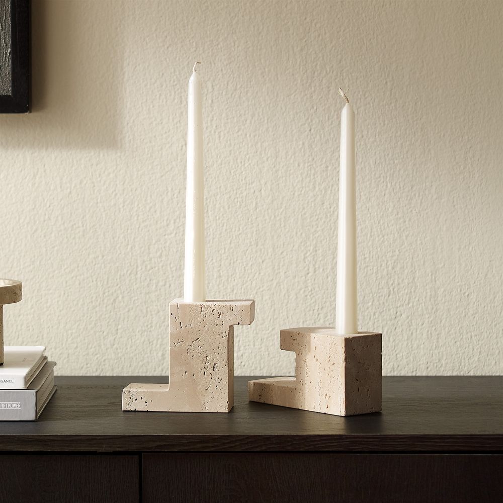 travertine candleholder sets