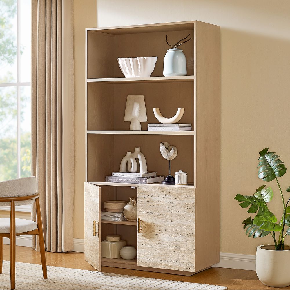 cabinet with opened shelves