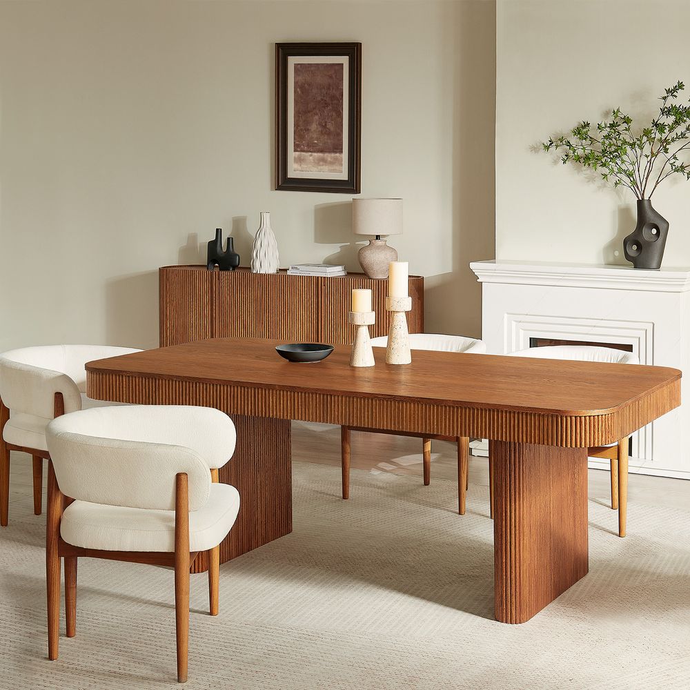 84" Wooden dining table with chairs set for 4