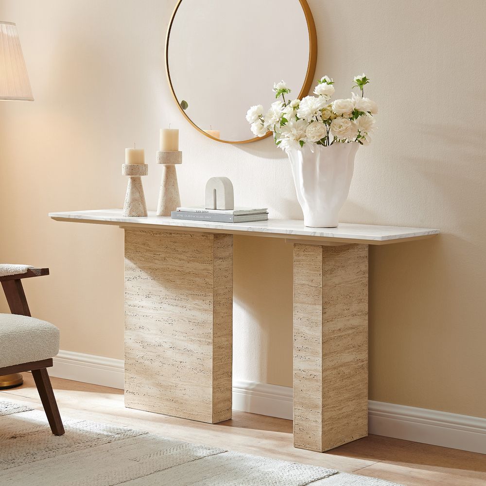entryway console table with marble tabletop