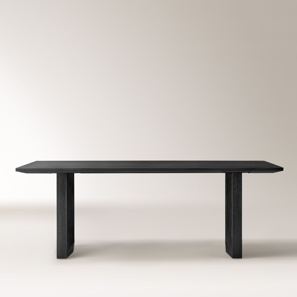 84" Black Chevron Solid Wood Rectangular Dining Table