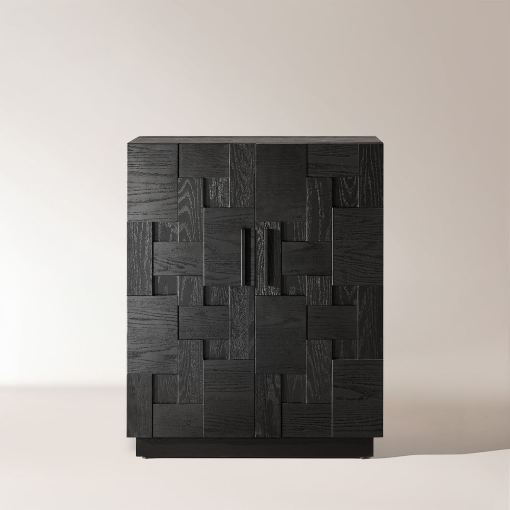 Modern Casimir 35" Black Oak Bar Cabinet