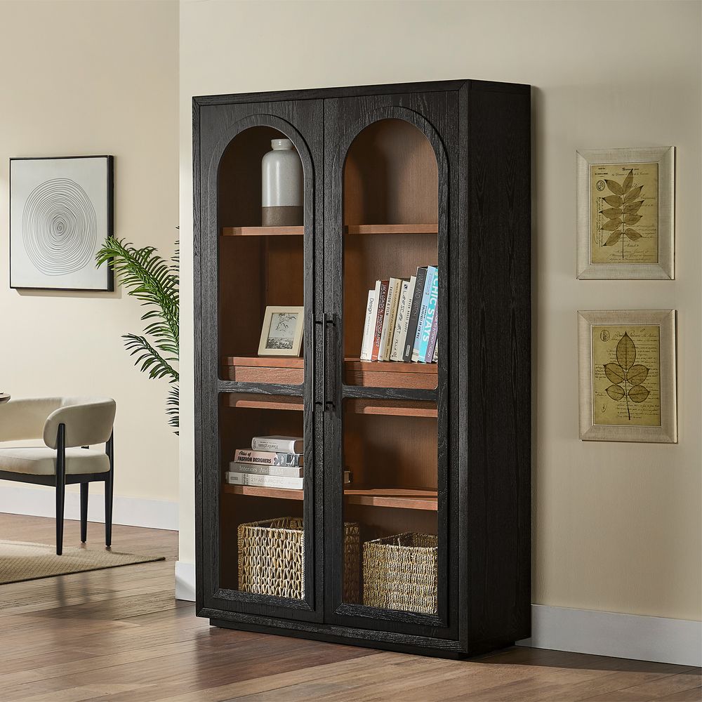 glass tall display cabinet