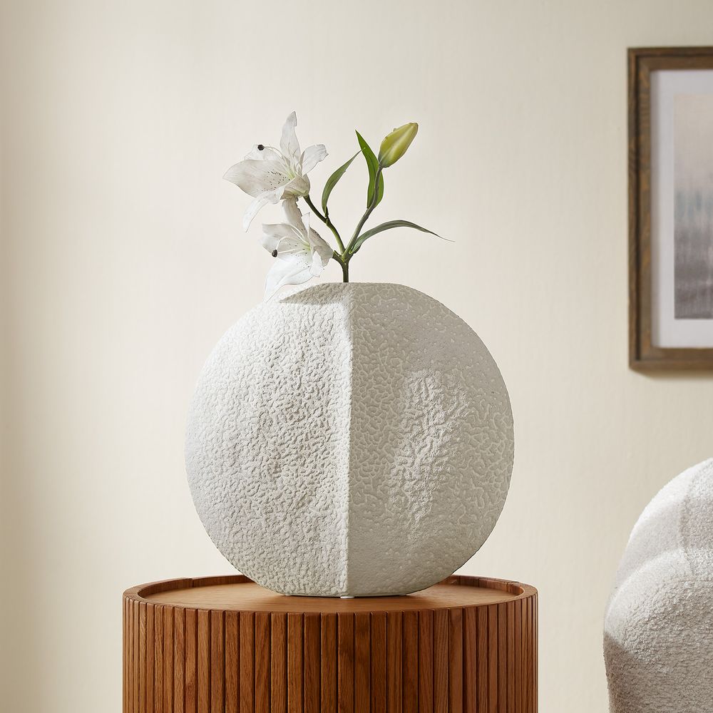 moon stone textured ceramic vase