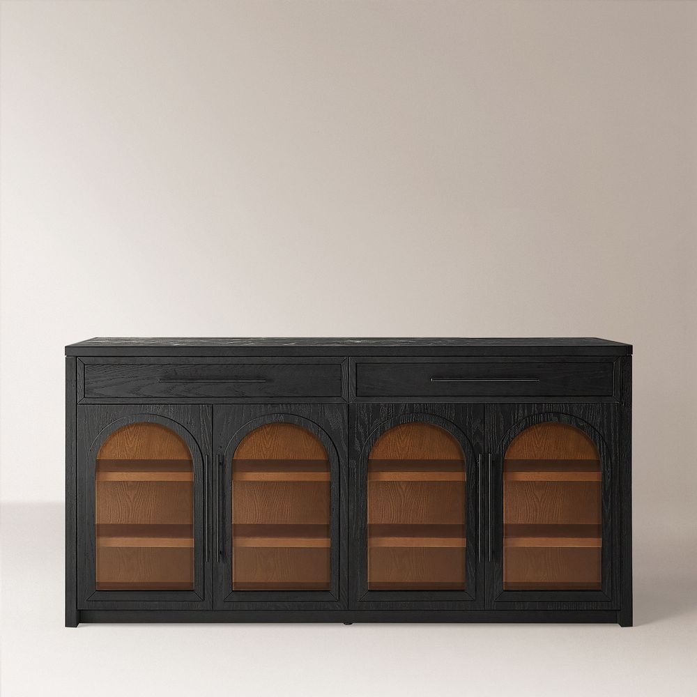 72" Black Marble Arched Kitchen Island