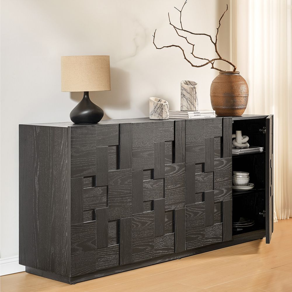 black unique sideboard for 4 doors