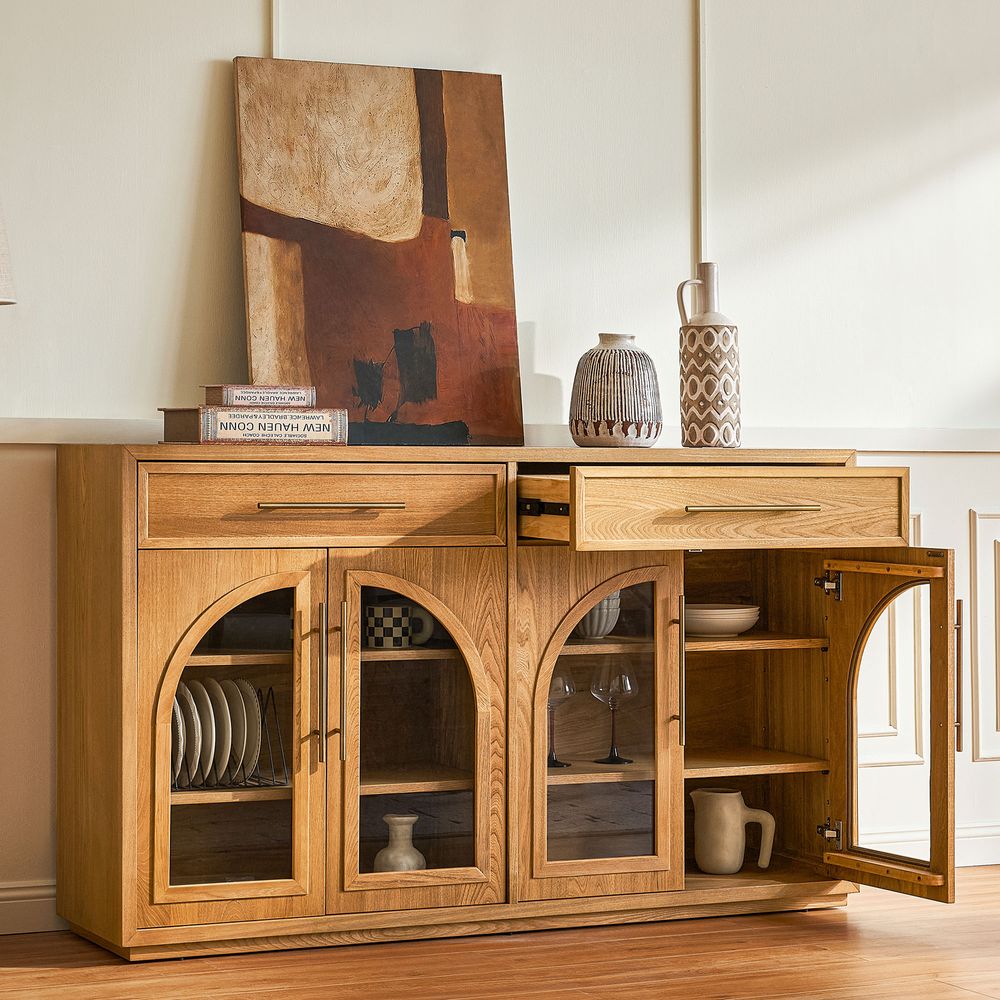 Natural Wood Sideboard with drawers