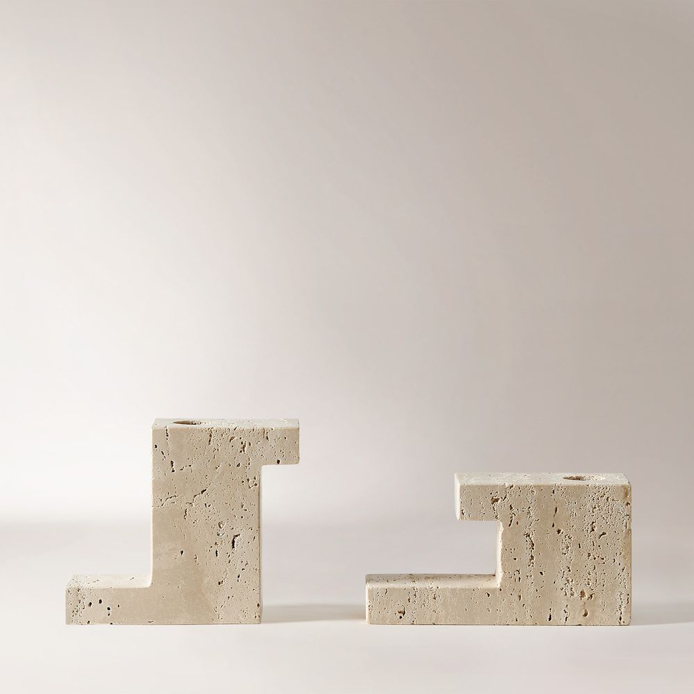 travertine candleholder sets