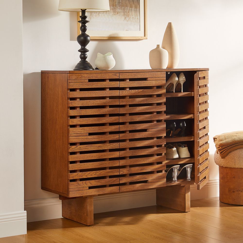 Wood Shoe Storage Hollow Design