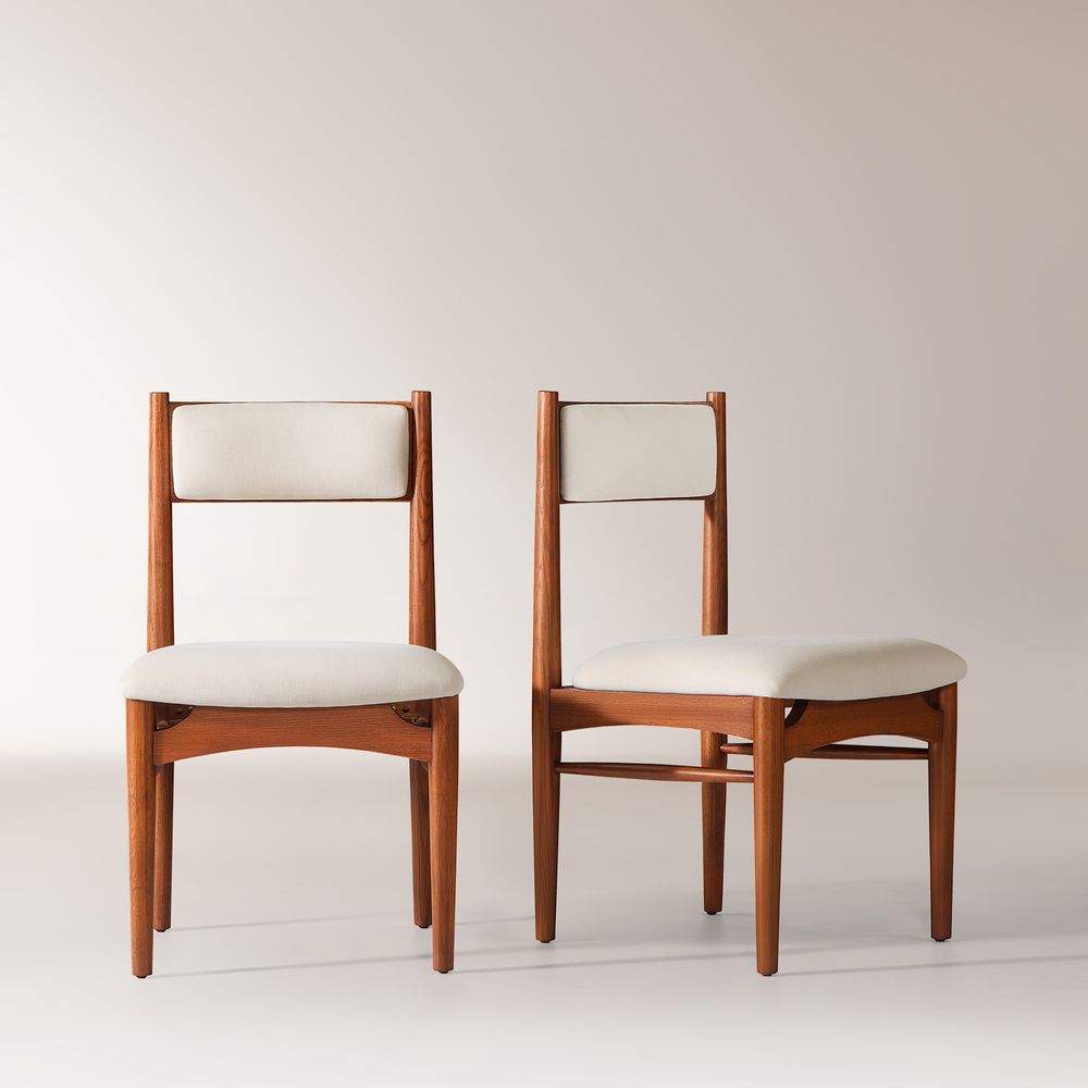 Set of 2 mid century Solid Oak Dining Chairs