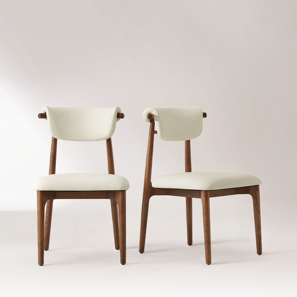 Set of 2 Brown Solid Wood Dining Chairs