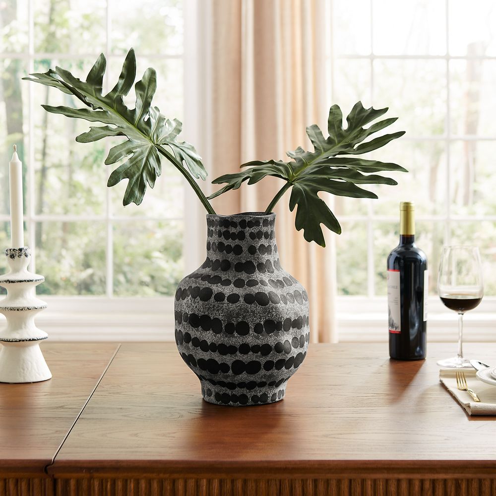 12 inch high ceramic vase light gray