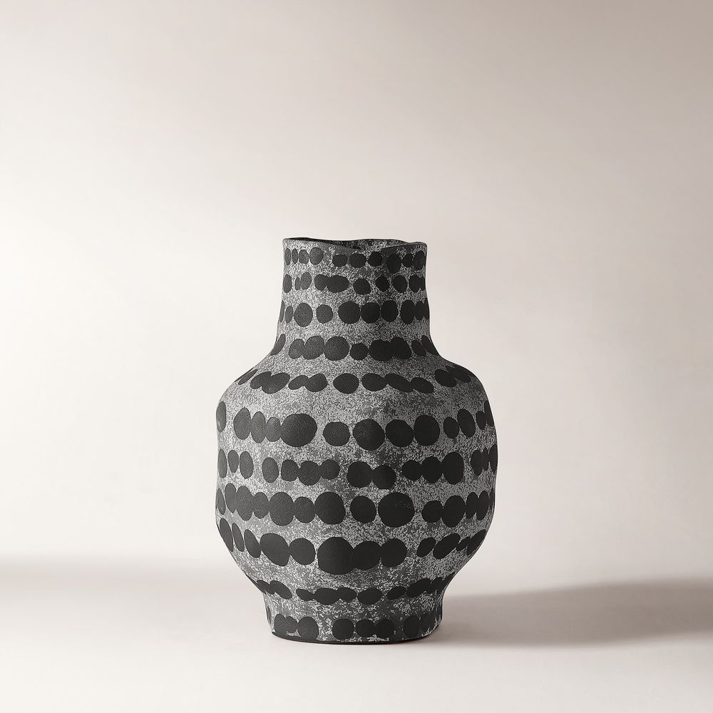 12 inch high ceramic vase light gray