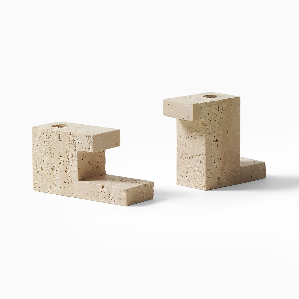 travertine candleholder sets