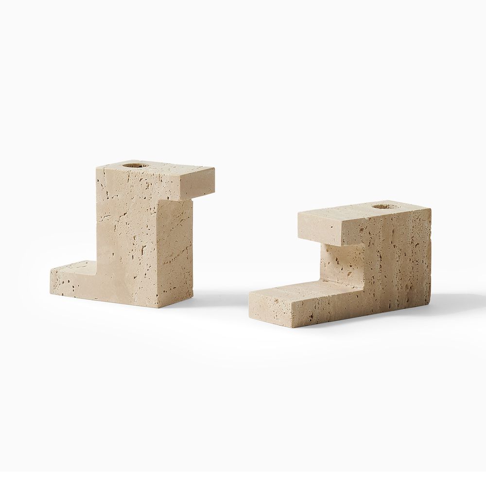 travertine candleholder sets
