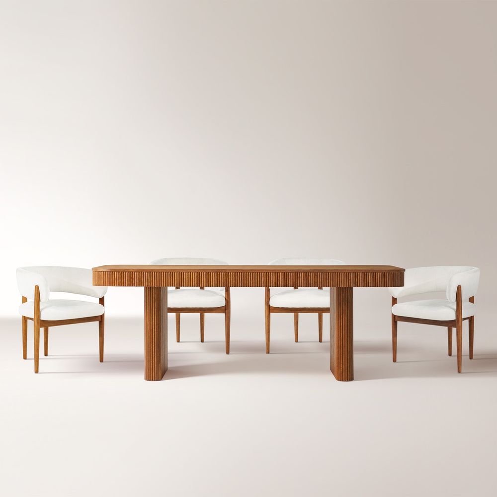 84" Wooden dining table with chairs set