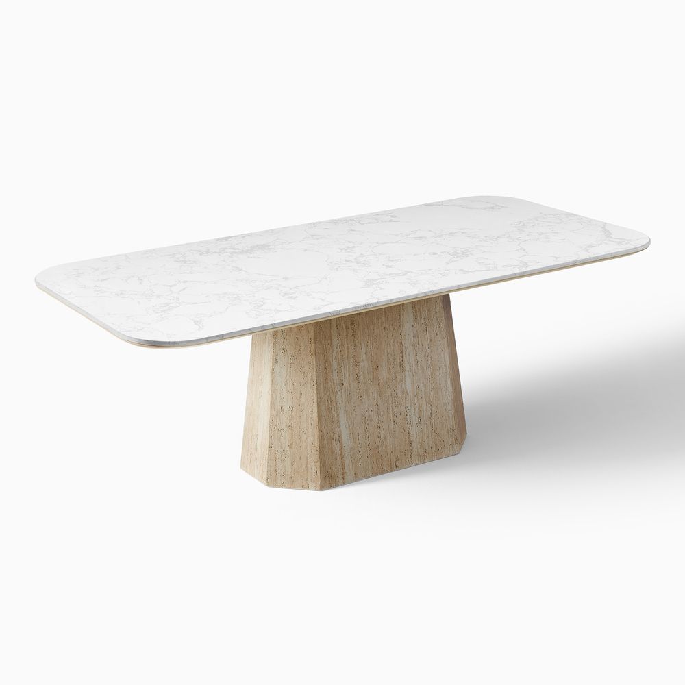 84" Travertine-Textured Dining Table