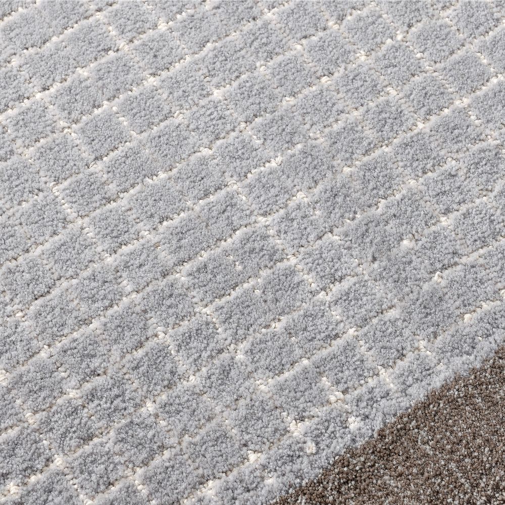 100% wool hand-woven rug grid pattern