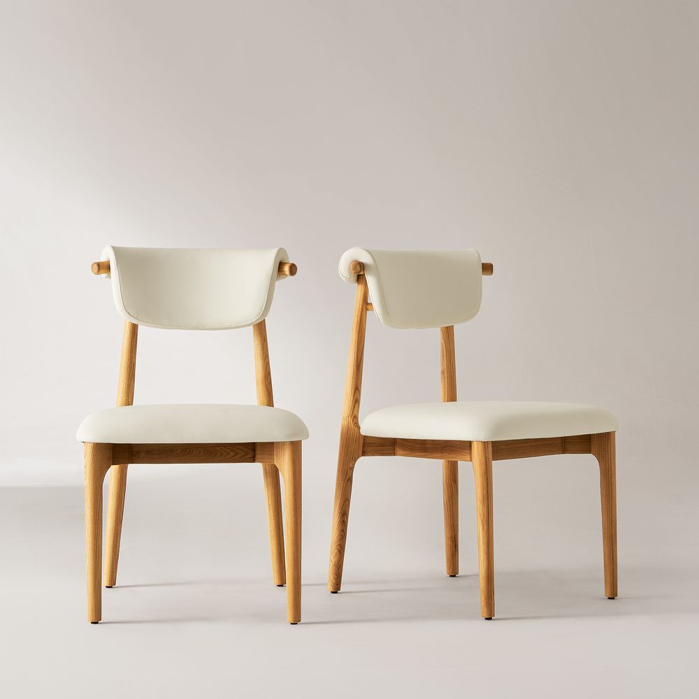 Natural Ash Wood Dining Chairs Set of 2