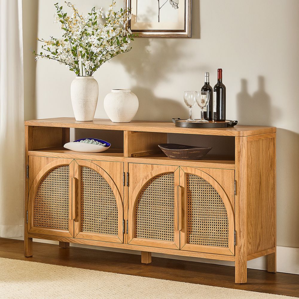 rattan sideboard with adjustable shelves