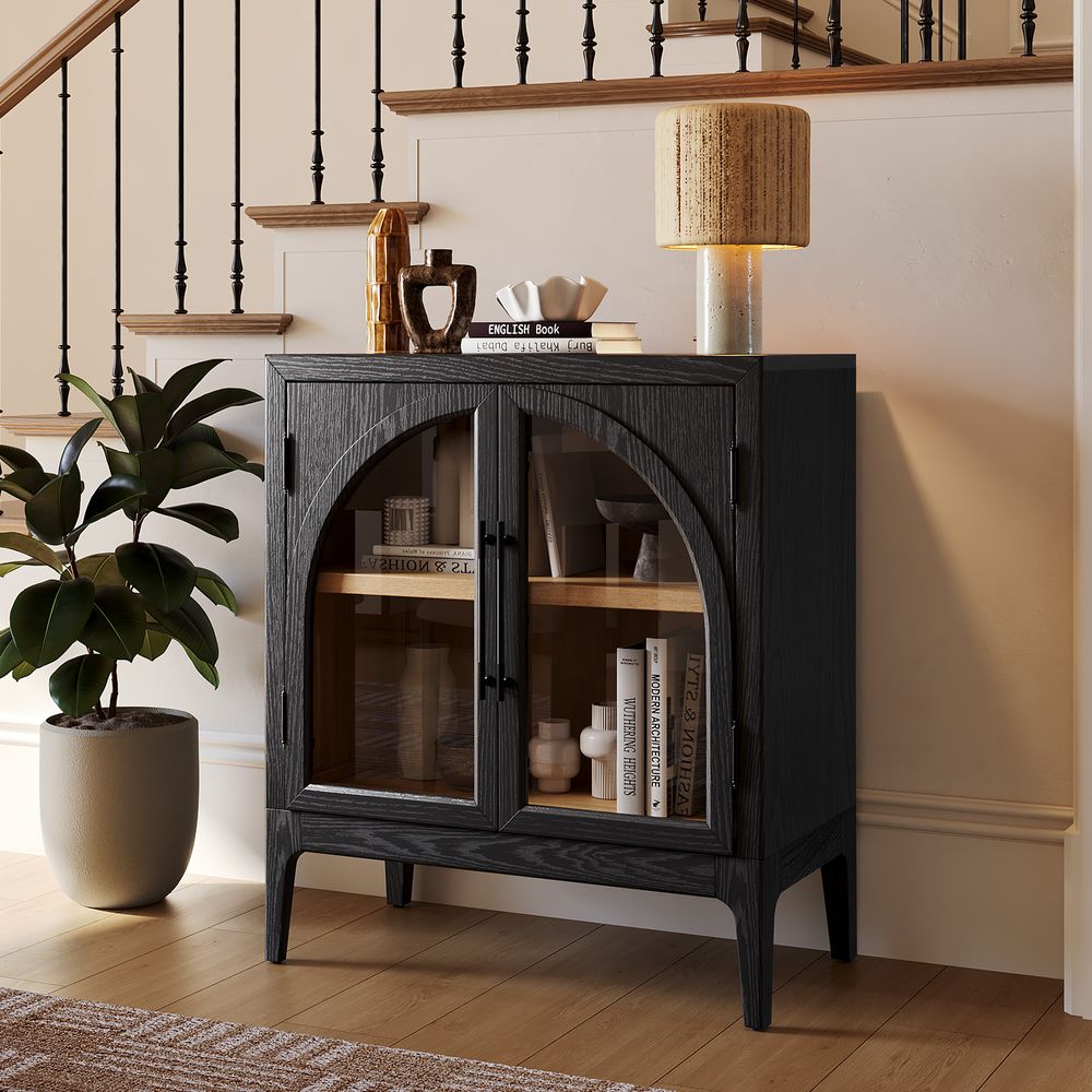 Black Oak Arched Cabinet