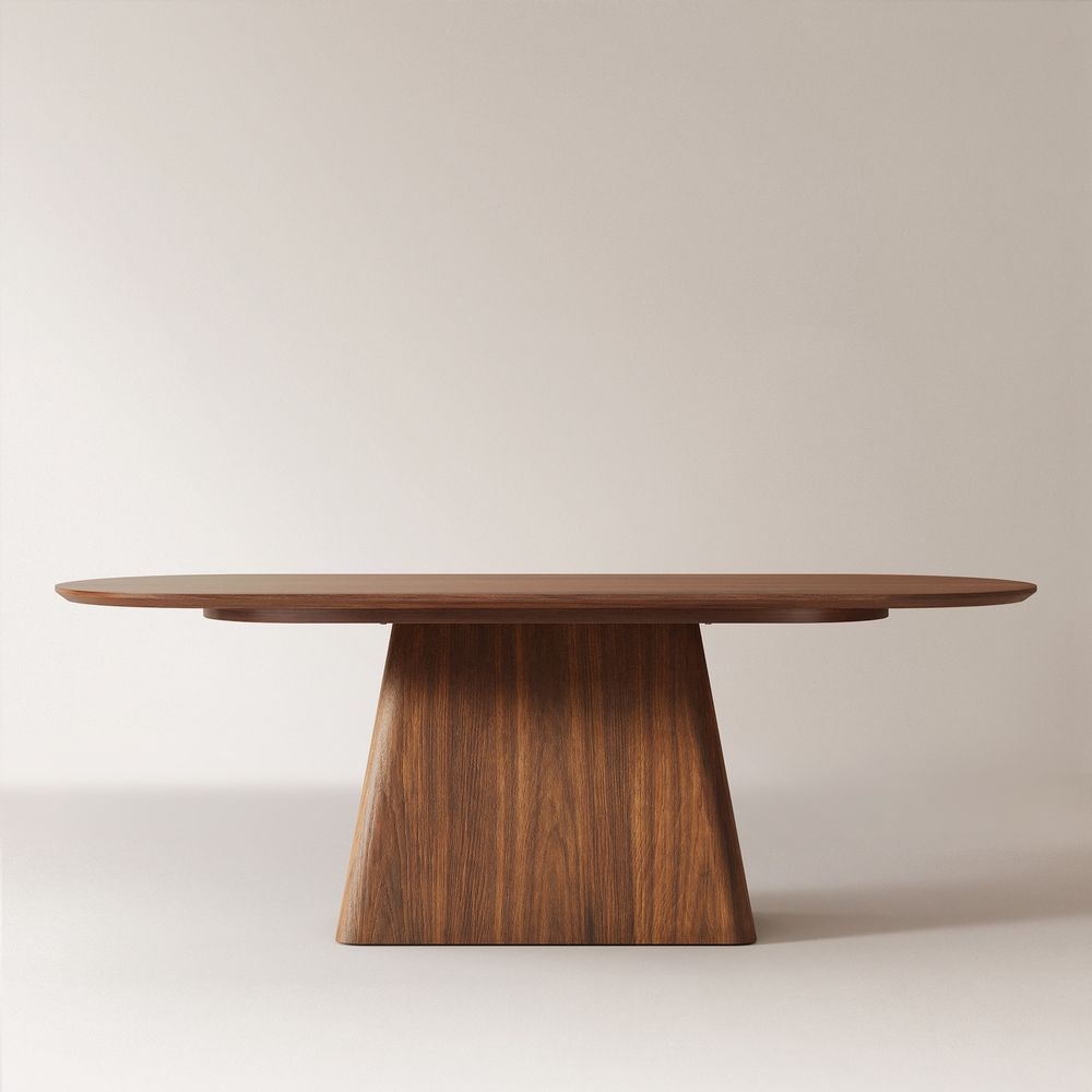 84" MCM Oval Walnut Dining Table