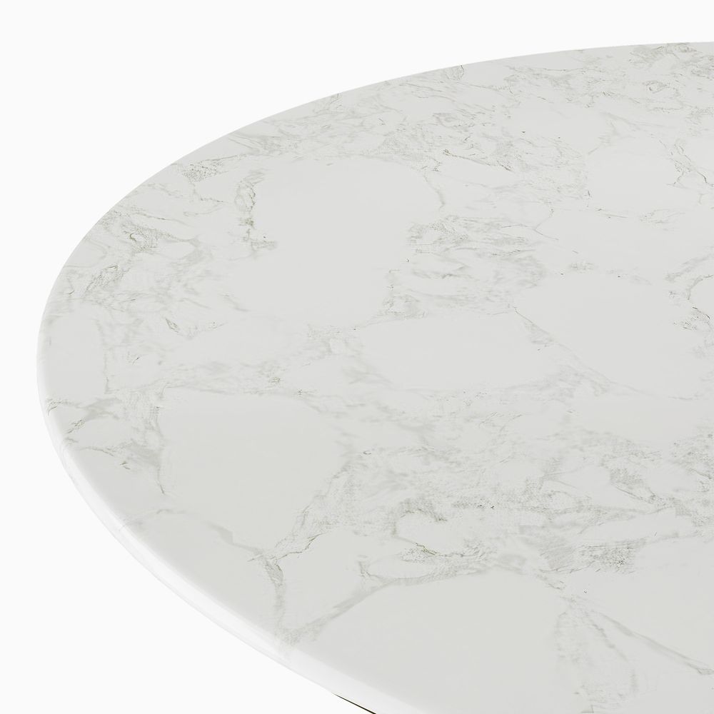 Round Dining Table with White Marble Tabletop