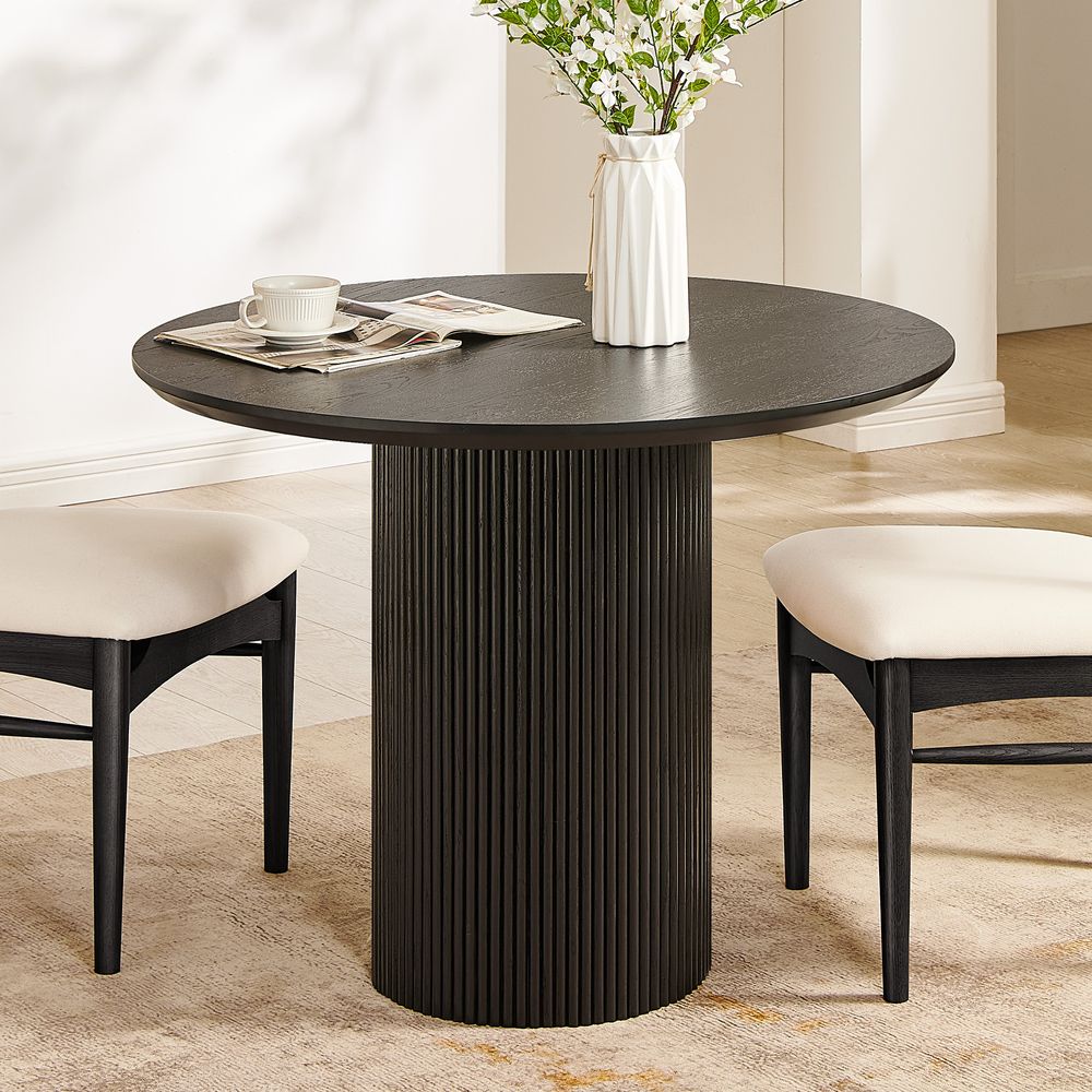 39" Blcak Round Small Dining Table for Dining Room