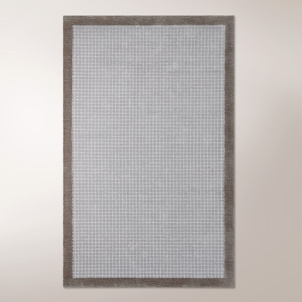 100% wool hand-woven rug grid pattern