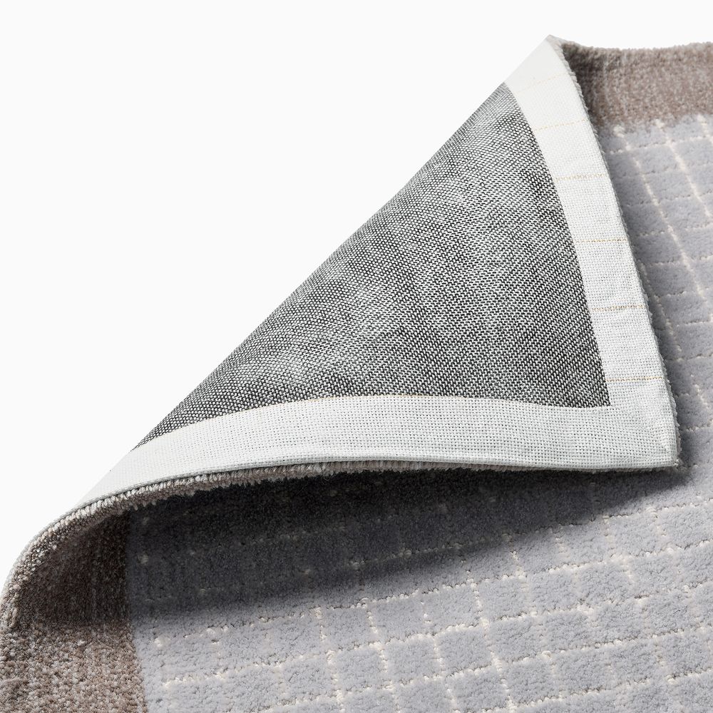 100% wool hand-woven rug grid pattern