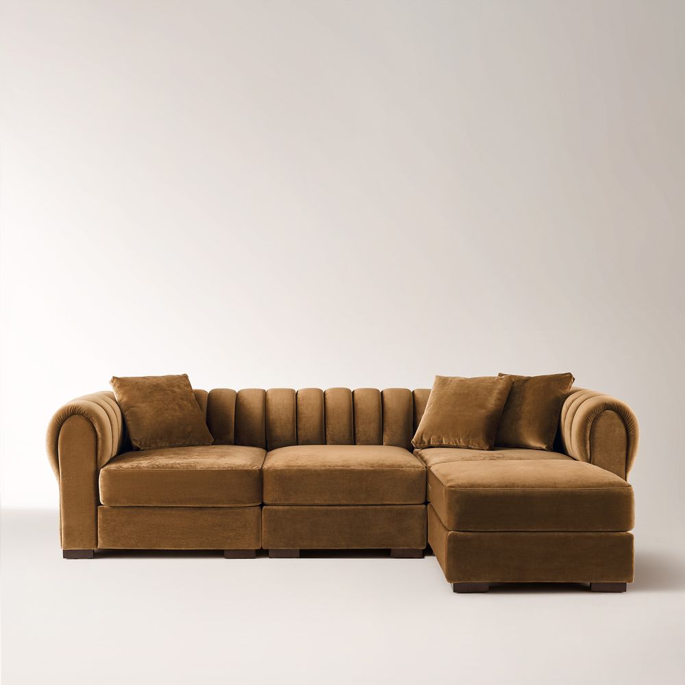 velvet modular sectional sofa 