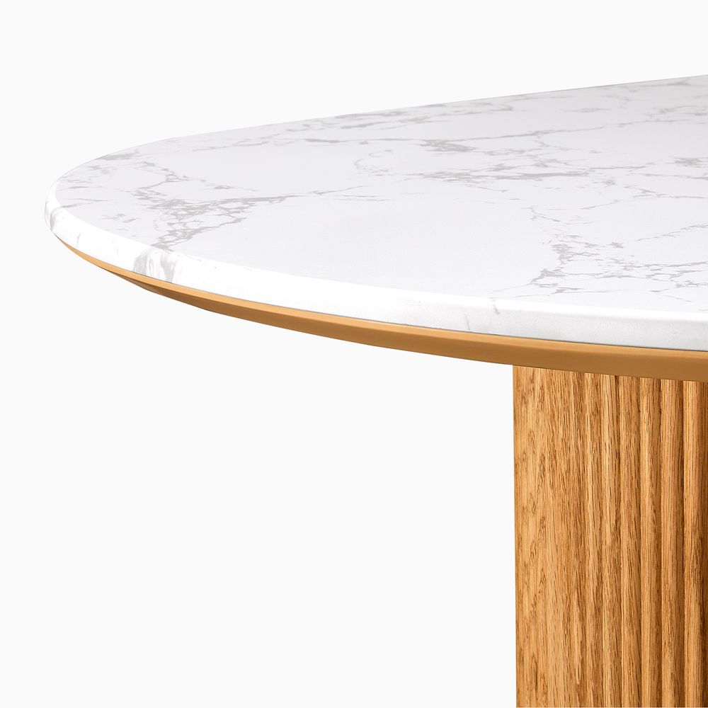 Oval Dining Table with Wooden Base