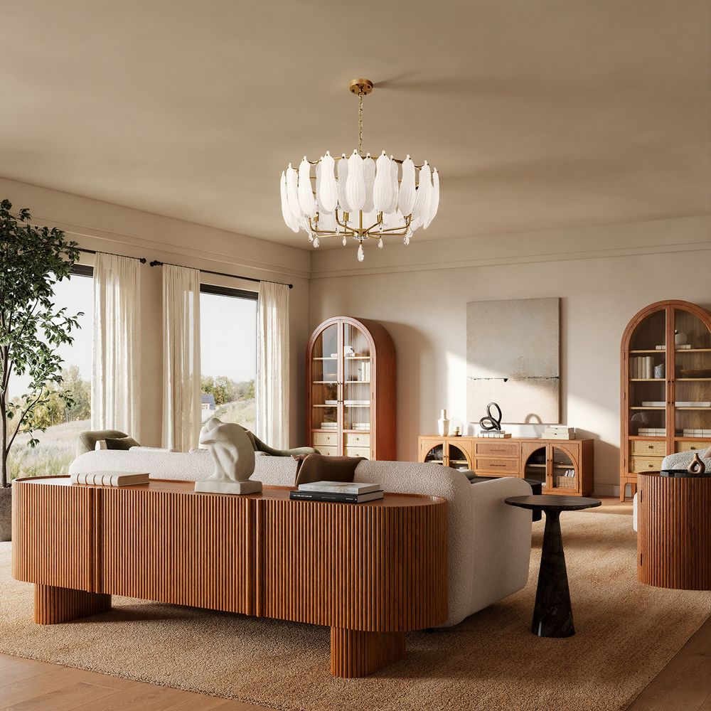 30 inch cascading chandelier with crystal pendant