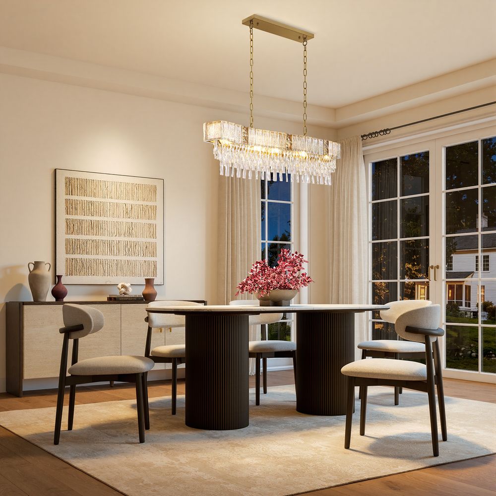 43 inch rectangle waterfall crystal chandelier