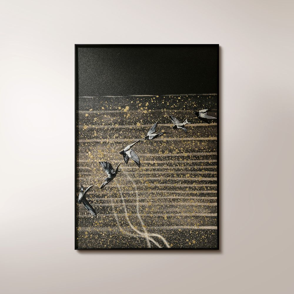 Swallows Hand Carved Relief