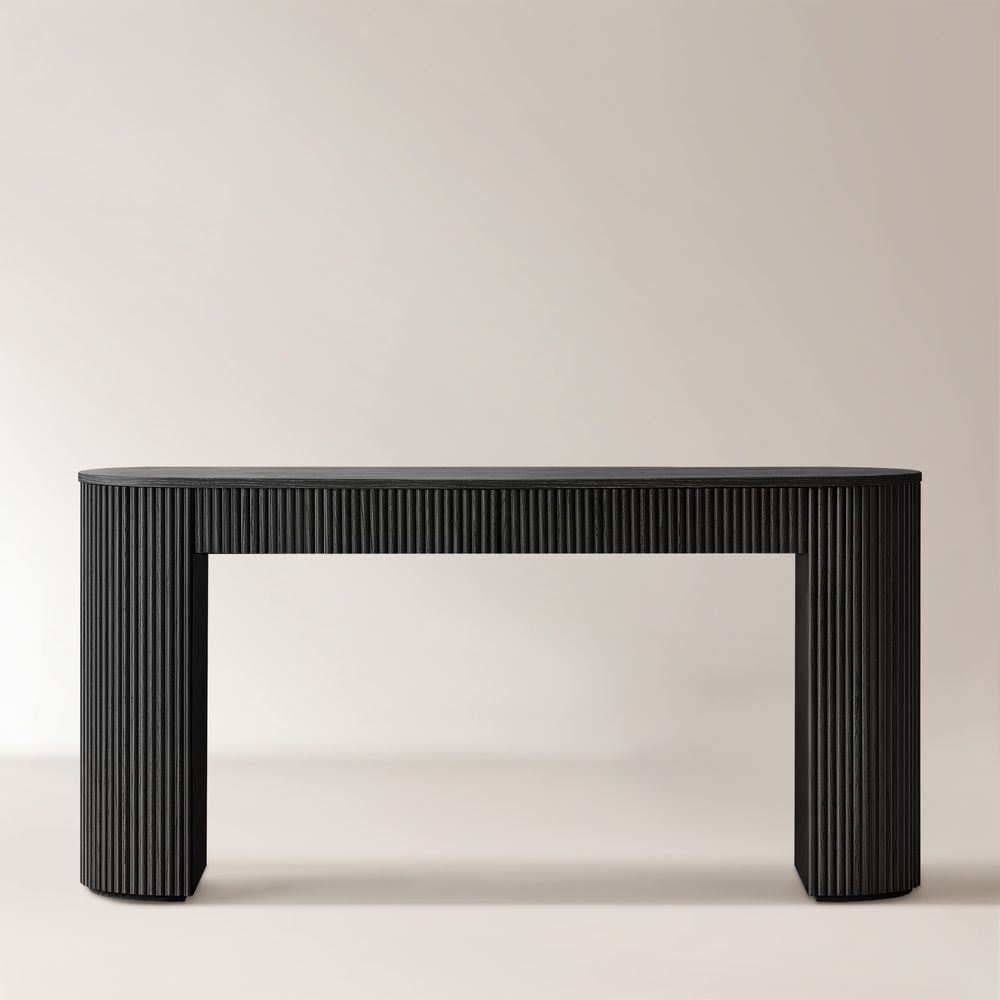 black oak console table