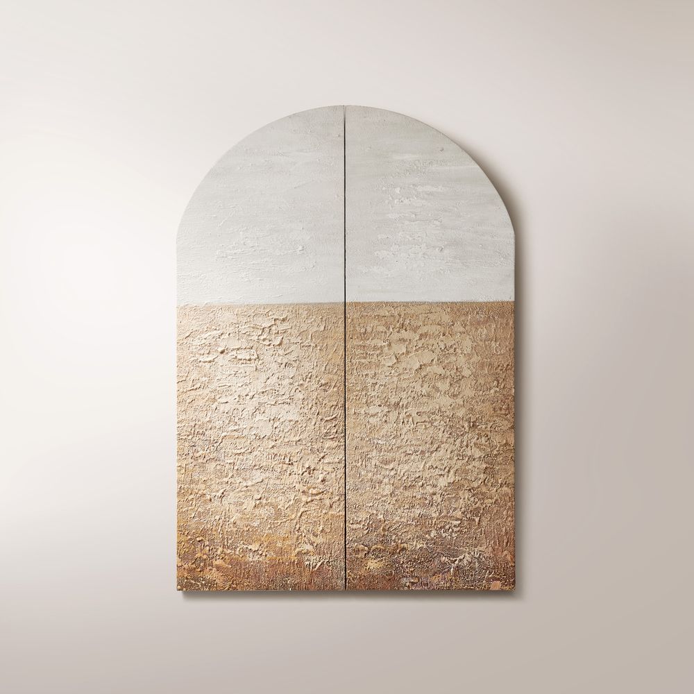 thick texture arched diptych hand painted wall art