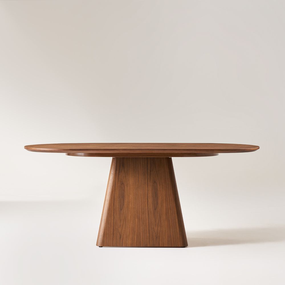 72" Oval Walnut Wooden Dining Table