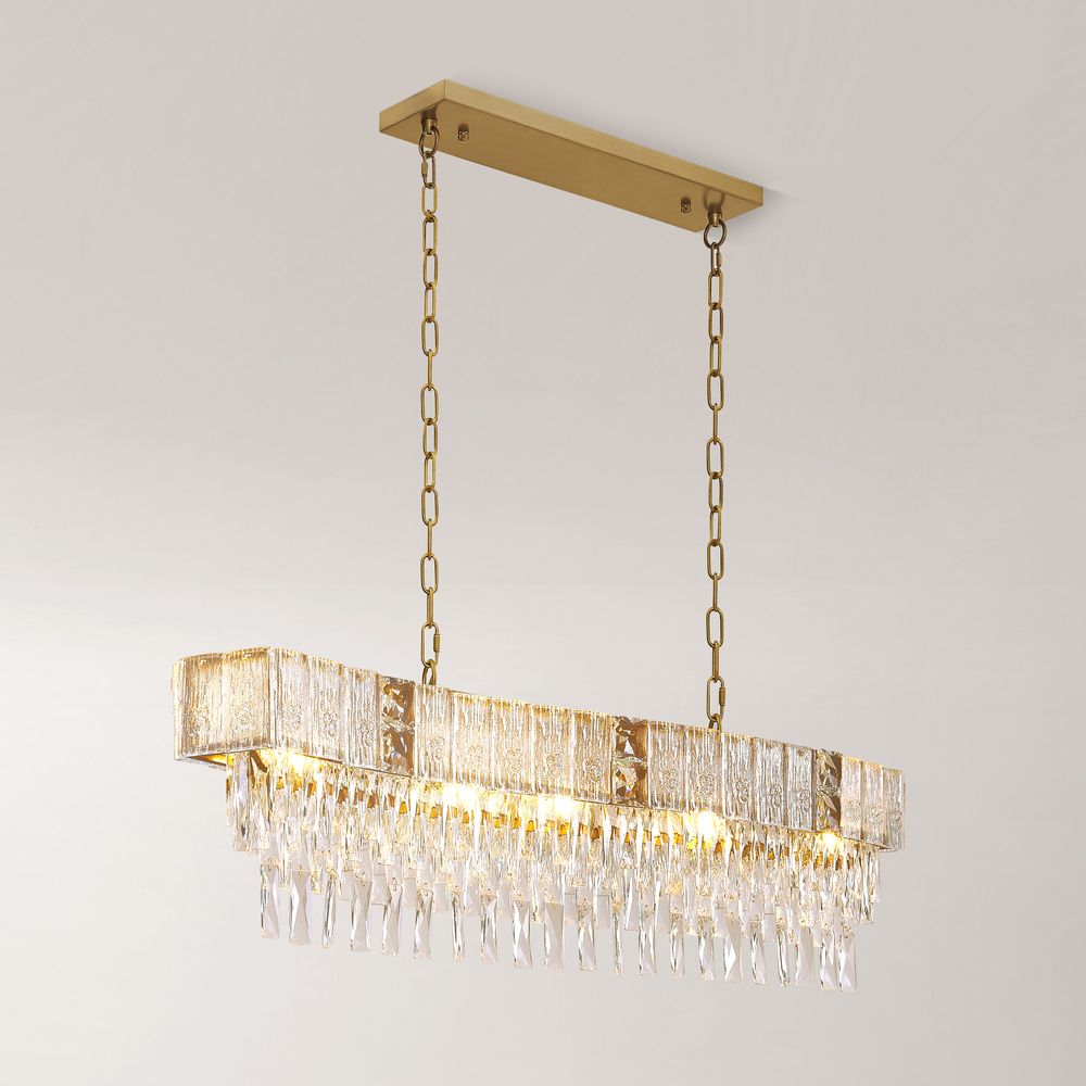 43 inch rectangle waterfall crystal chandelier