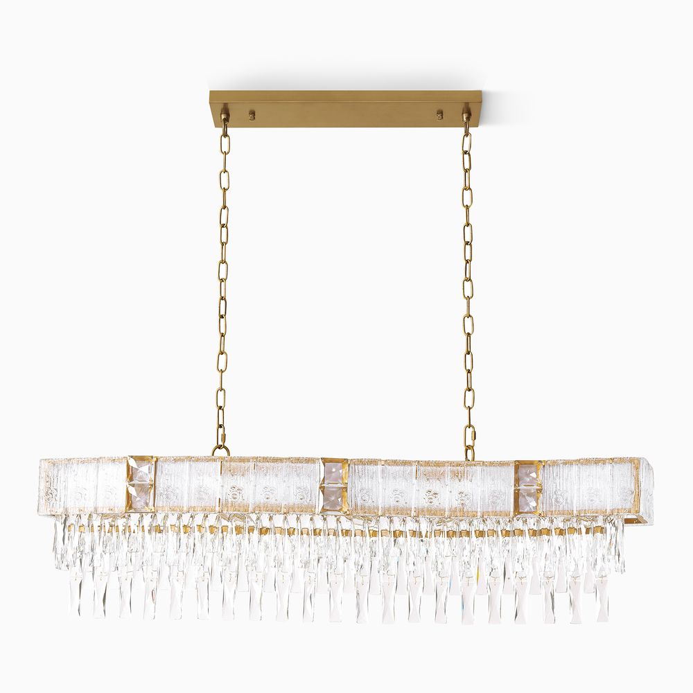 43 inch rectangle waterfall crystal chandelier
