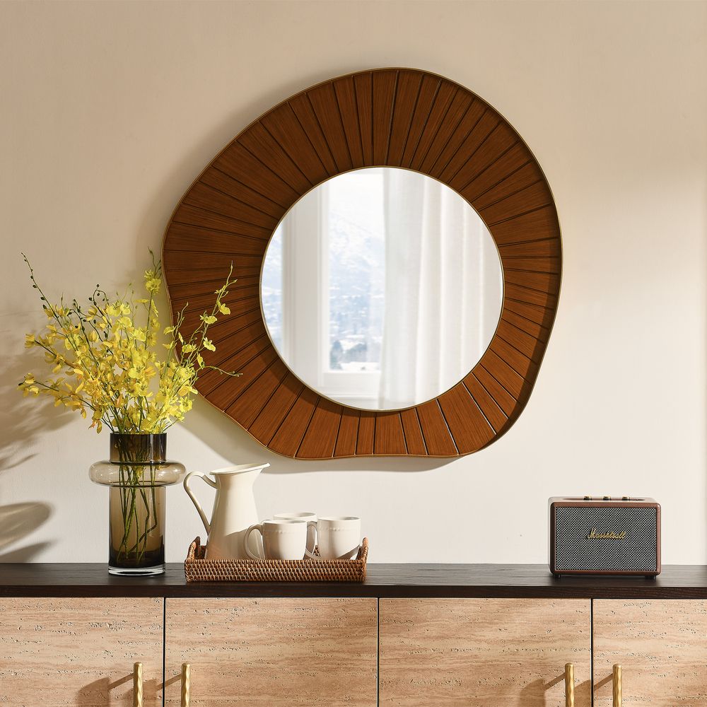Sunburst Wooden Frame Wall Mirror