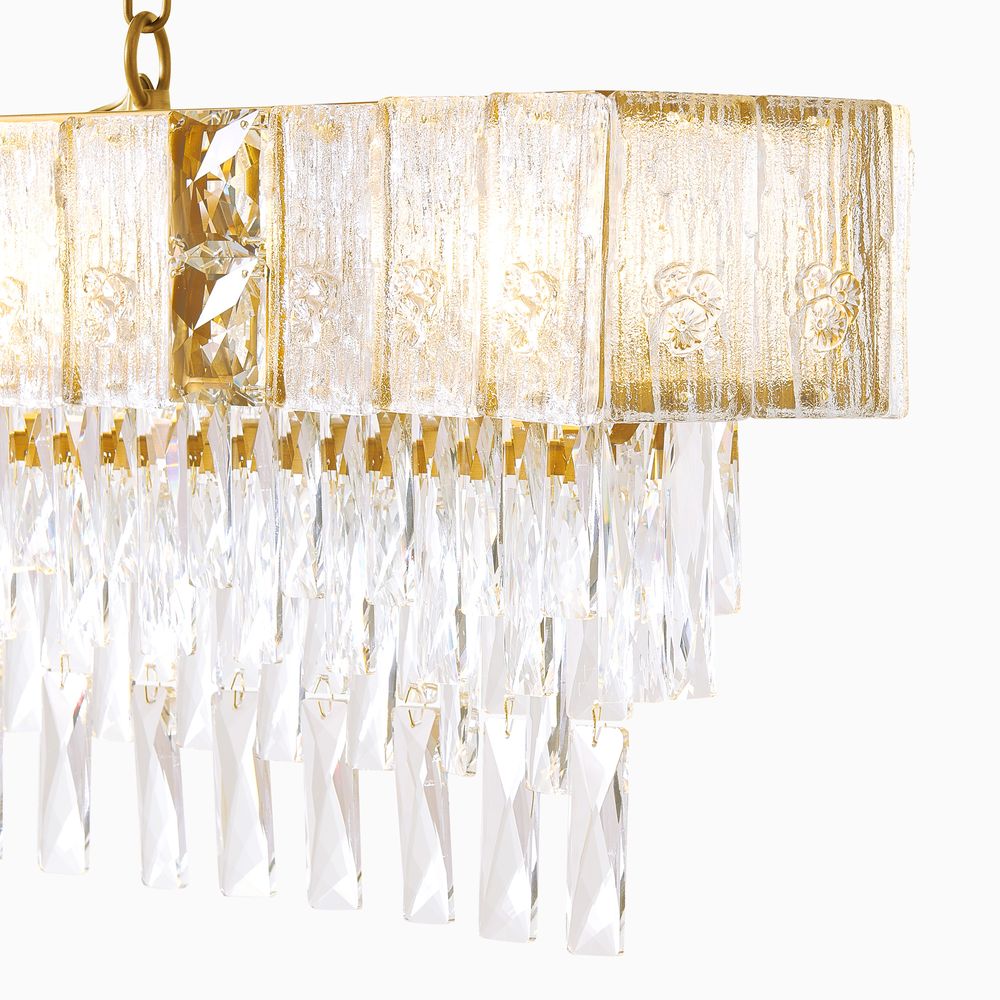 43 inch rectangle waterfall crystal chandelier